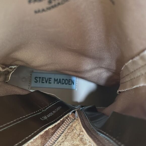 NEW WITHOUT TAGS STEVE MADDEN KLAYTON PLATFORM BOOTIES IN BROWN CRUSHED VELVET - Picture 10 of 11